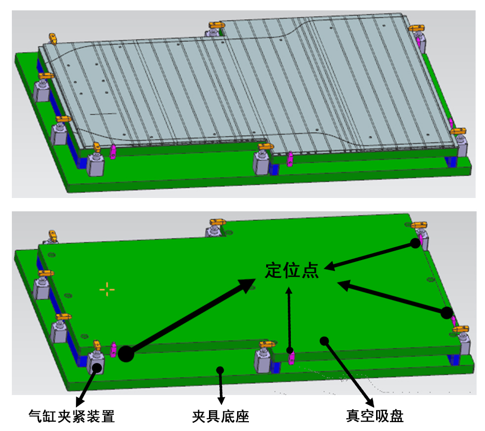 电池托盘加工夹具示意图